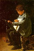 Francois Bonvin Seated Boy with a Portfolio oil painting reproduction